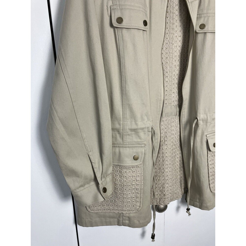 Linea by Louis Dell'Olio Womens Tan Cotton Spring Jacket Large - Picture 8 of 9
